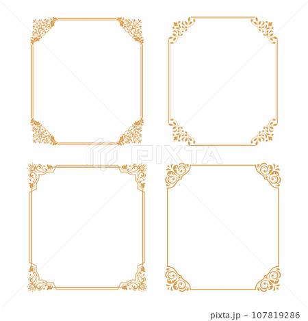 Set of decorative frames Elegant vector element for design in Eastern style, place for text. Floral gold and white borders. Lace illustration for invitations and greeting cards Set of decorative frames Elegant vector element for design in Eastern style, place for text. Floral gold and white borders. Lace illustration for invitations and greeting cards 107819286