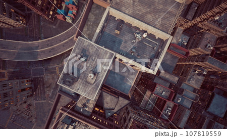 Aerial view of Midtown Manhattan at sunset 107819559