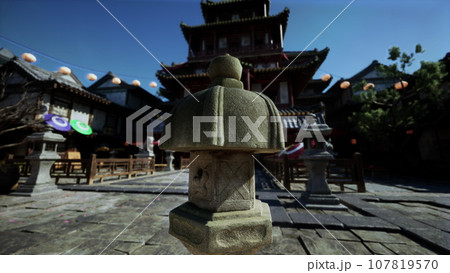 Gorgeous Japanese shrine bright light 107819570