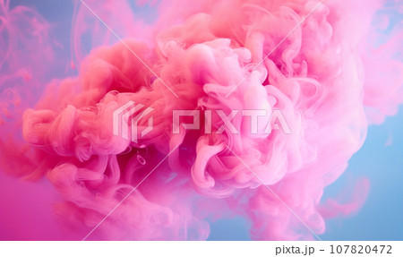 Swirling pink pastel clouds with blue background. Acrylic colors and ink in water. Abstract background, Cloud of silky ink in water on white isolated background, Ink drop in water, pink ink splash Swirling pink pastel clouds with blue background. Acrylic colors and ink in water. Abstract background, Cloud of silky ink in water on white isolated background, Ink drop in water, pink ink splash 107820472