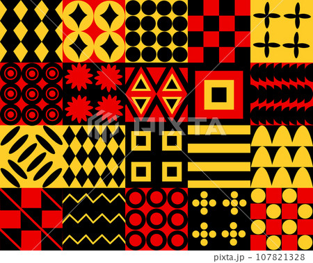 Collection Brutalism abstract vector Patterns with simple geometric shapes and forms. 107821328