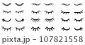 Closed eye with eyelashes cute girly vector icon set for cartoon character illustration. 107821558