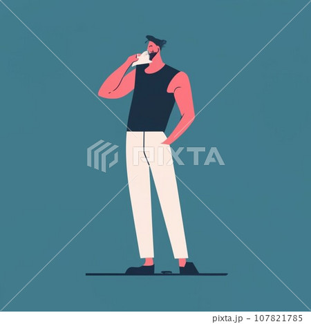 Young boy drinking water illustration Young boy drinking water illustration 107821785