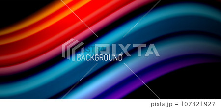 Rainbow color wave lines on black. Techno or business abstract background for posters, covers, banners, brochures, websites 107821927