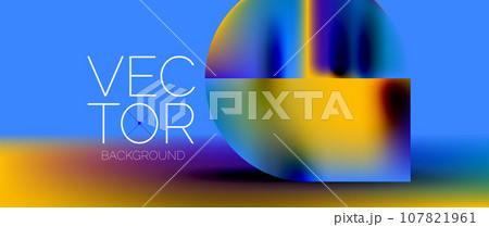 Crafted podium for captivating display of abstract geometry squares, circles, triangles, and flowing gradients harmonize in visually striking presentation for wallpaper, banner, background 107821961