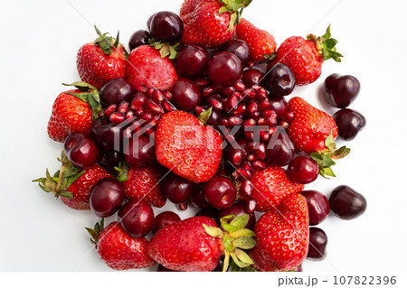Berries of red tones close-up. Berries of red tones close-up. 107822396