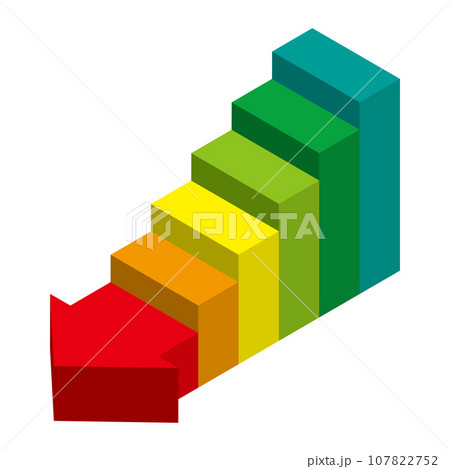 ビジネス向けインフォグラフィックス　アイソメトリック階段状になった立体的な矢印のイラスト 色相環 107822752