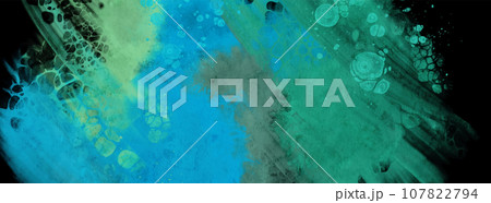 Modern blue flow background on black. Liquid shape in color banner. 107822794