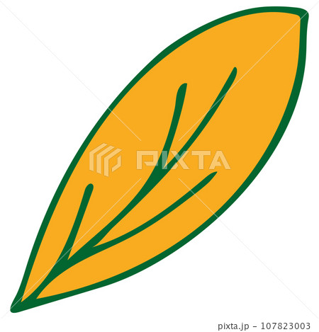 Hand Drawn Yellow Leaf. Day of the Dead, Dia de los Muertos. 107823003