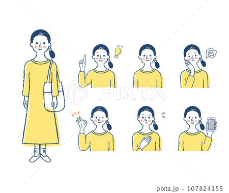 女性の表情_4　バリエーションセット 107824155