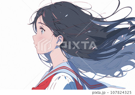 センチメンタルな女子高生の横顔「AI生成画像」のイラスト素材