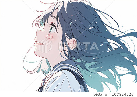 センチメンタルな女子高生の横顔「AI生成画像」のイラスト素材