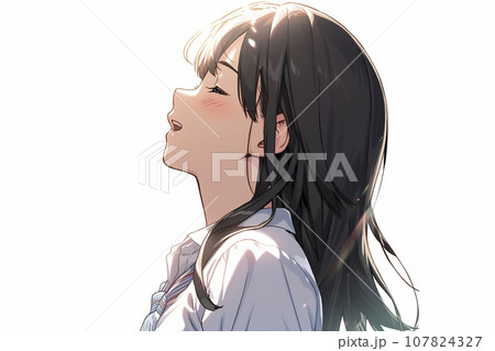 センチメンタルな女子高生の横顔「AI生成画像」のイラスト素材