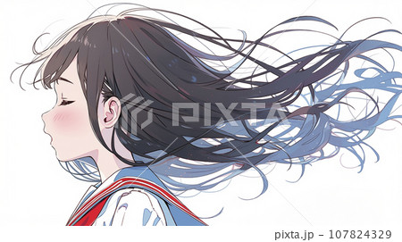 センチメンタルな女子高生の横顔「AI生成画像」のイラスト素材