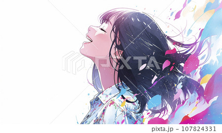 センチメンタルな女子高生の横顔「AI生成画像」のイラスト素材