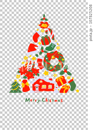 かわいいクリスマスモチーフのツリーのイラスト 107825208