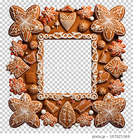 Christmas and New Year's Day Decorative Gingerbread Frame Christmas and New Year's Day Decorative Gingerbread Frame 107825369