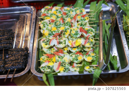 Closeup of Vietnamese mini pancake in the food street Closeup of Vietnamese mini pancake in the food street 107825503