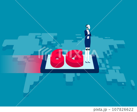 A 6G network system and internet. Business artificial intelligence concept A 6G network system and internet. Business artificial intelligence concept 107826622