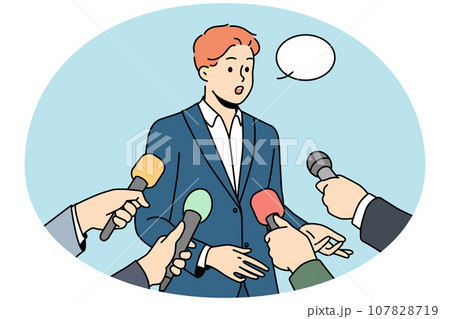 Male politician talk with journalists 107828719