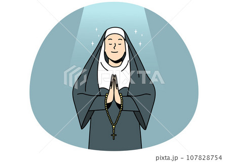 Nun praying with rosary Nun praying with rosary 107828754