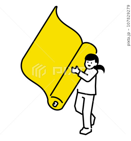 布の筒を持った人のイラスト 問屋 生地屋 布の筒を持った人のイラスト 問屋 生地屋 107829279