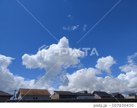 夏の青空と白い雲 夏の青空と白い雲 107830430
