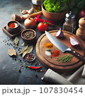 Sketch of chef's kitchen table in restaurant 107830454