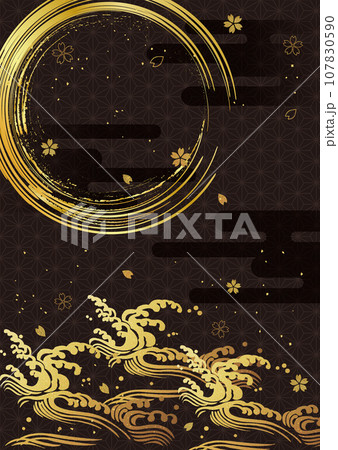金箔波筆模様背景1813 107830590