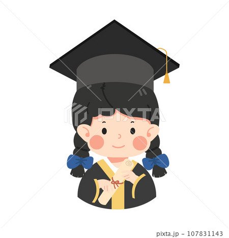 Kid girl Graduated student cartoon Kid girl Graduated student cartoon 107831143