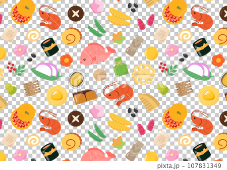 年菜無縫圖案材料 年菜無縫圖案材料 107831349