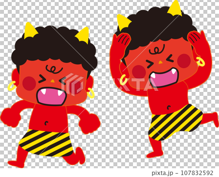 豆から逃げる赤鬼たち 豆から逃げる赤鬼たち 107832592