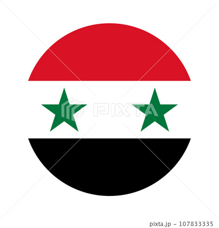 丸いシリア国旗のアイコン。ベクター。 107833335