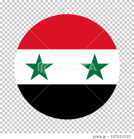 丸いシリア国旗のアイコン。ベクター。 107833335