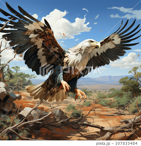 【AI生成画像】羽ばたくオオワシ 107833484