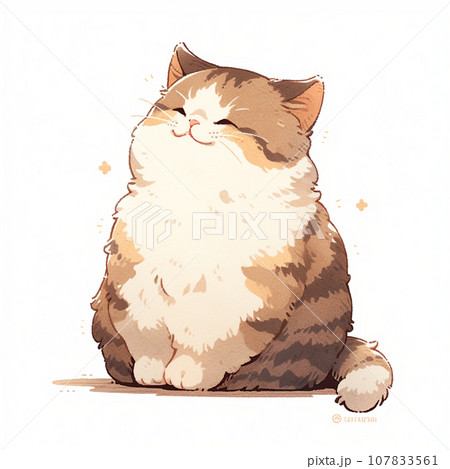 AI生成画像】ふくふくした福猫のイラスト素材 [107833561] - PIXTA