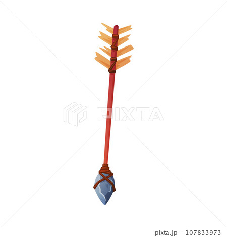 Arrow as Ancient Tool with Wooden Shaft and Pointed Head Vector Illustration Arrow as Ancient Tool with Wooden Shaft and Pointed Head Vector Illustration 107833973