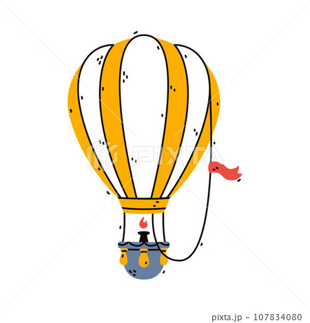 Yellow Hot Air Balloon as Aircraft Flying in the Air Vector Illustration Yellow Hot Air Balloon as Aircraft Flying in the Air Vector Illustration 107834080