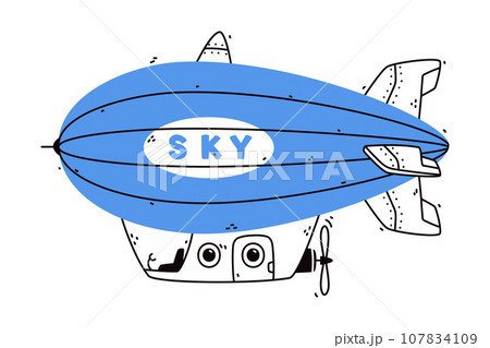 Aerostat as Aircraft Flying in the Air Vector Illustration 107834109