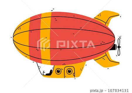 Aerostat as Aircraft Flying in the Air Vector Illustration 107834131