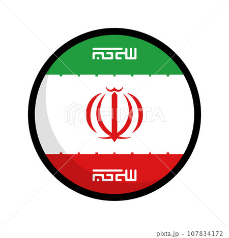 シンプルな丸いイランの国旗。ベクター。 107834172