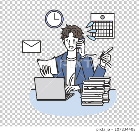 仕事に追われる男性社員 107834408