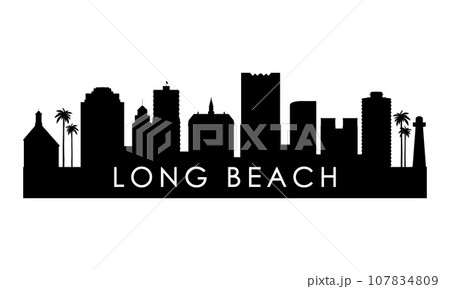 Long Beach skyline silhouette.  107834809