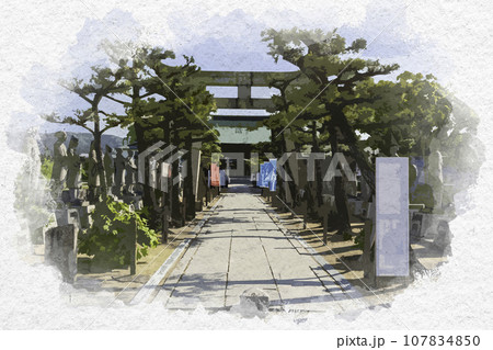 水彩画風 赤穂大石神社 参道 兵庫県赤穂市 水彩画風 赤穂大石神社 参道 兵庫県赤穂市 107834850