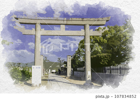 水彩画風 赤穂大石神社 参道 兵庫県赤穂市 水彩画風 赤穂大石神社 参道 兵庫県赤穂市 107834852