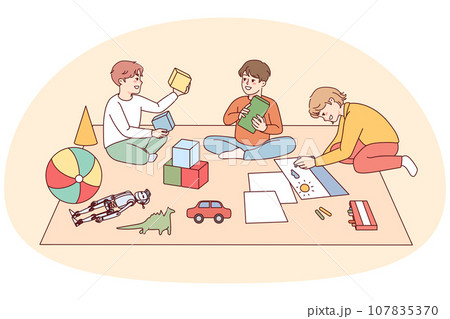 Happy kids playing together Happy kids playing together 107835370