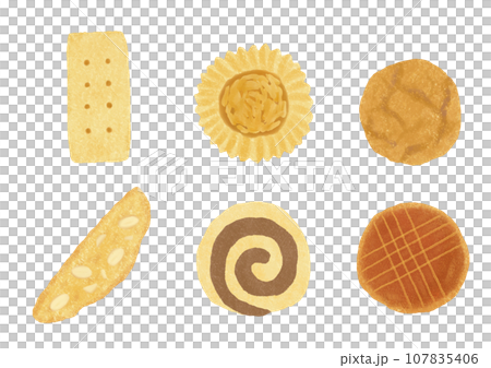 こんがり焼けたクッキーのイラスト こんがり焼けたクッキーのイラスト 107835406