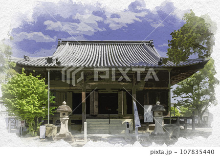 水彩画風 斑鳩寺 聖徳殿前殿 兵庫県揖保郡太子町 水彩画風 斑鳩寺 聖徳殿前殿 兵庫県揖保郡太子町 107835440