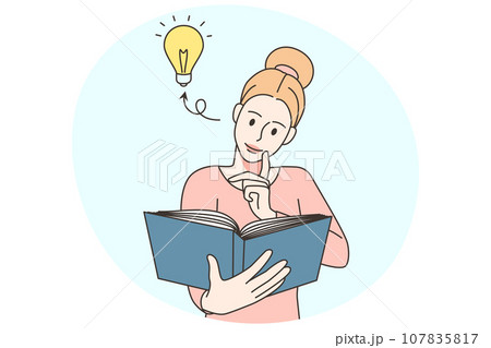 Woman reading book get creative idea 107835817