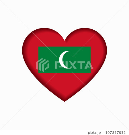 Maldives flag heart-shaped sign. Vector illustration. Maldives flag heart-shaped sign. Vector illustration. 107837052